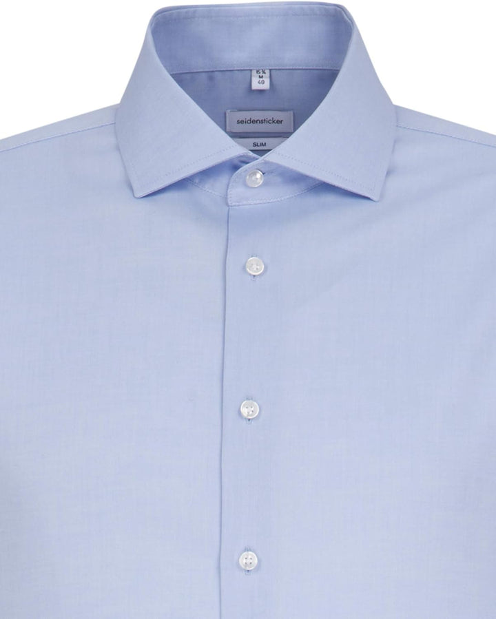 Seidensticker Herren Men Slim Longsleeve Cotton Hemd (1er Pack) 38 Hellblau(693677), 38 Hellblau(693
