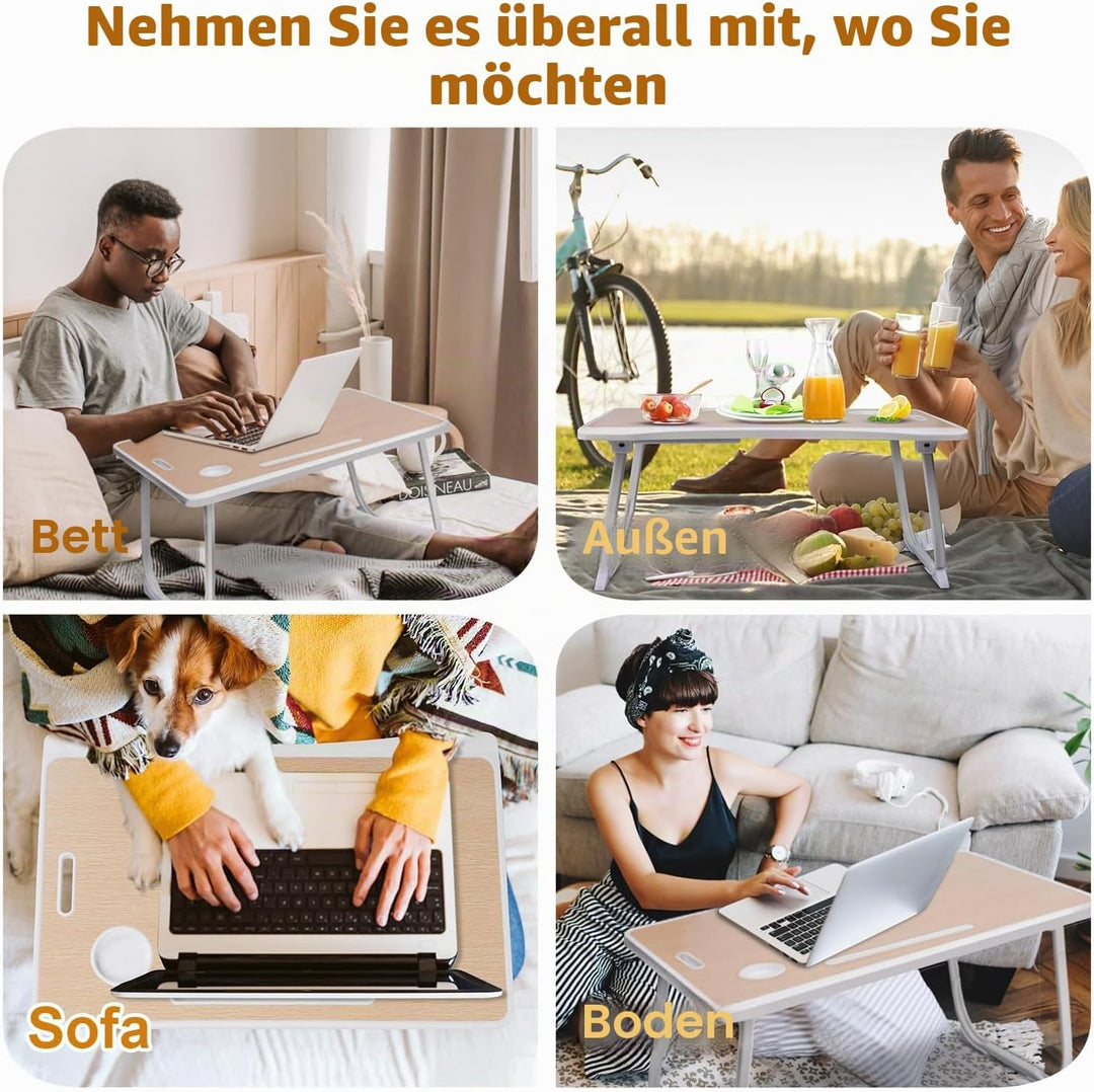Amaredom Laptop-Bett-Schreibtisch-Tablett, Betttisch, faltbarer, tragbarer Schossschreibtisch, Noteb