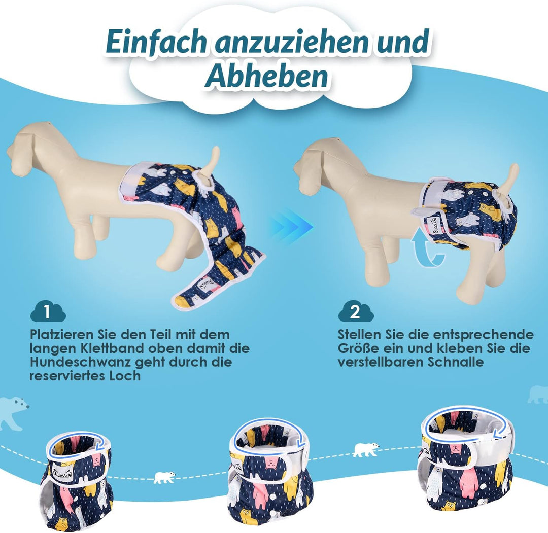 Eyein 3 Stück Hundewindeln für Hündinnen, Wiederverwendbare, Waschbare und Hochsaugfähige Hunde hösc