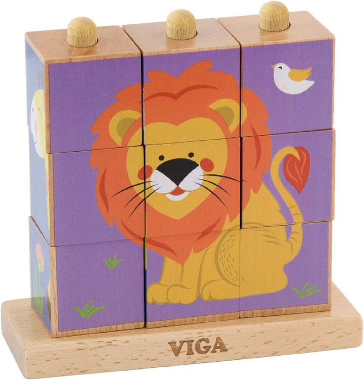 Viga Toys - Bilderwürfel Puzzle - Wildtiere