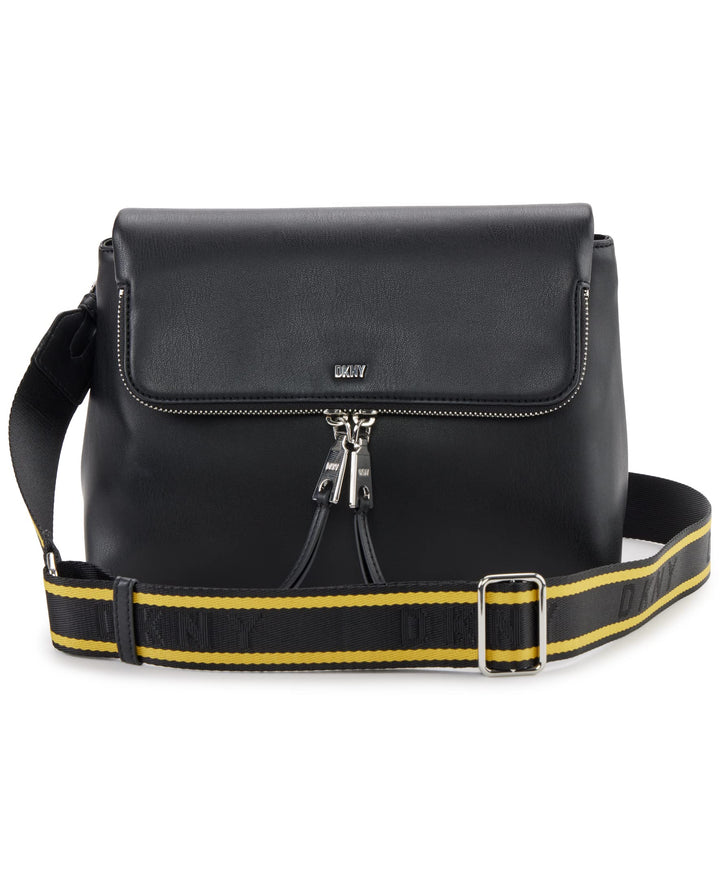 DKNY Damen Pandora Crossbody Umhängetasche Schwarz/Silber, Schwarz/Silber