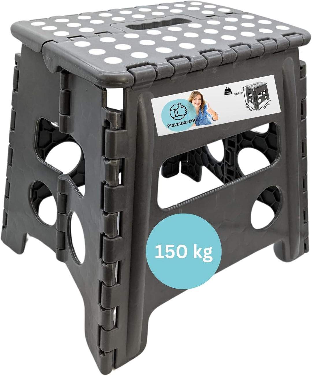 Hocker Tritthocker faltbar für Erwachsene und Kinder bis 150 kg Klapphocker aus Kunststoff rutschfes