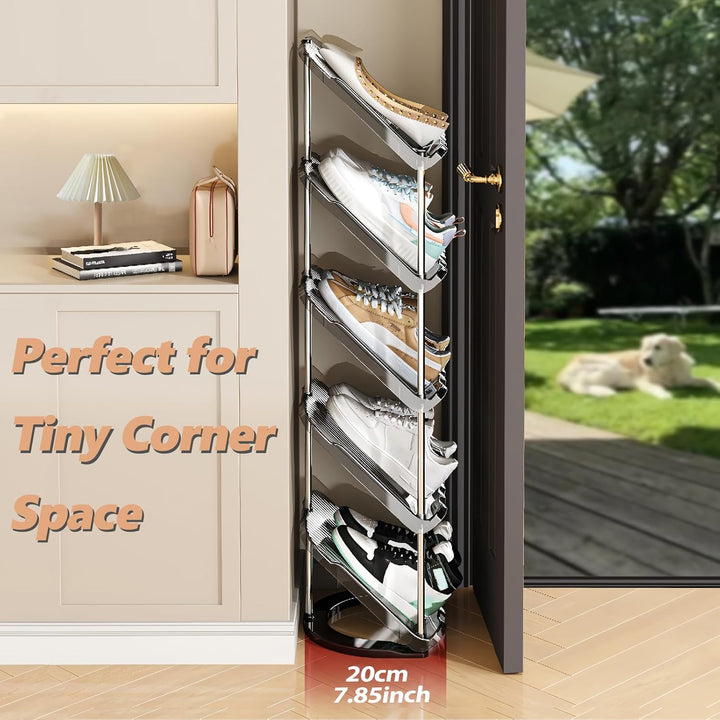 Schuhregal Schmal mit 5 Ebenen, Platzsparend Schräg Schuhablage, Schuhschrank Schuhaufbewahrung Shoe