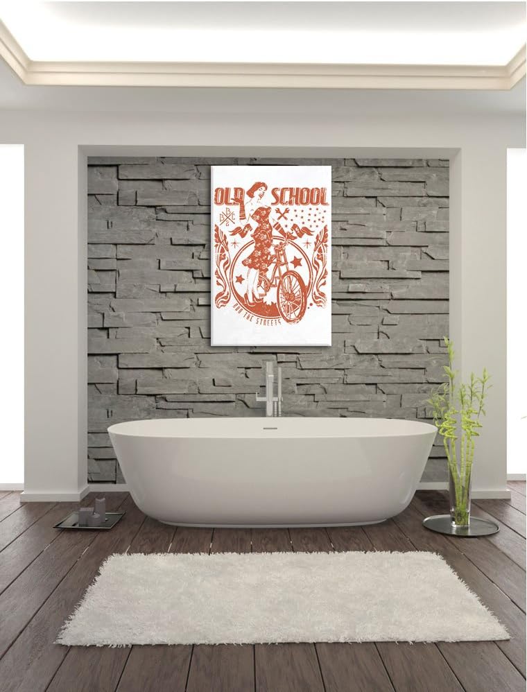 Pixxprint Old School White Bild auf Leinwand, XXL riesige Bilder fertig gerahmt mit Keilrahmen, Kuns