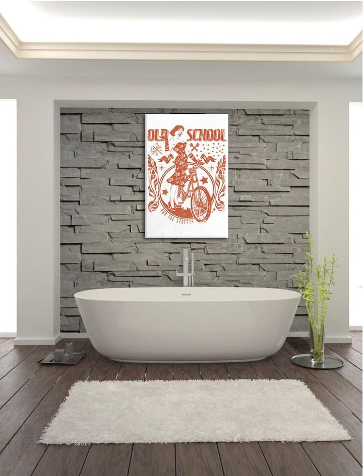 Pixxprint Old School White Bild auf Leinwand, XXL riesige Bilder fertig gerahmt mit Keilrahmen, Kuns