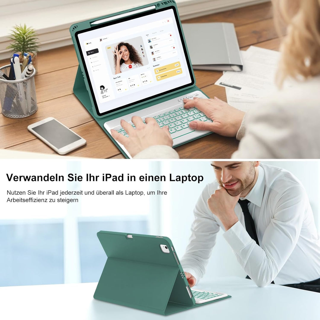 Hülle Beleuchtete Tastatur für Air 13 Zoll (2025/2024) M3/M2, QWERTZ Magnetisch Abnehmbare Keyboard