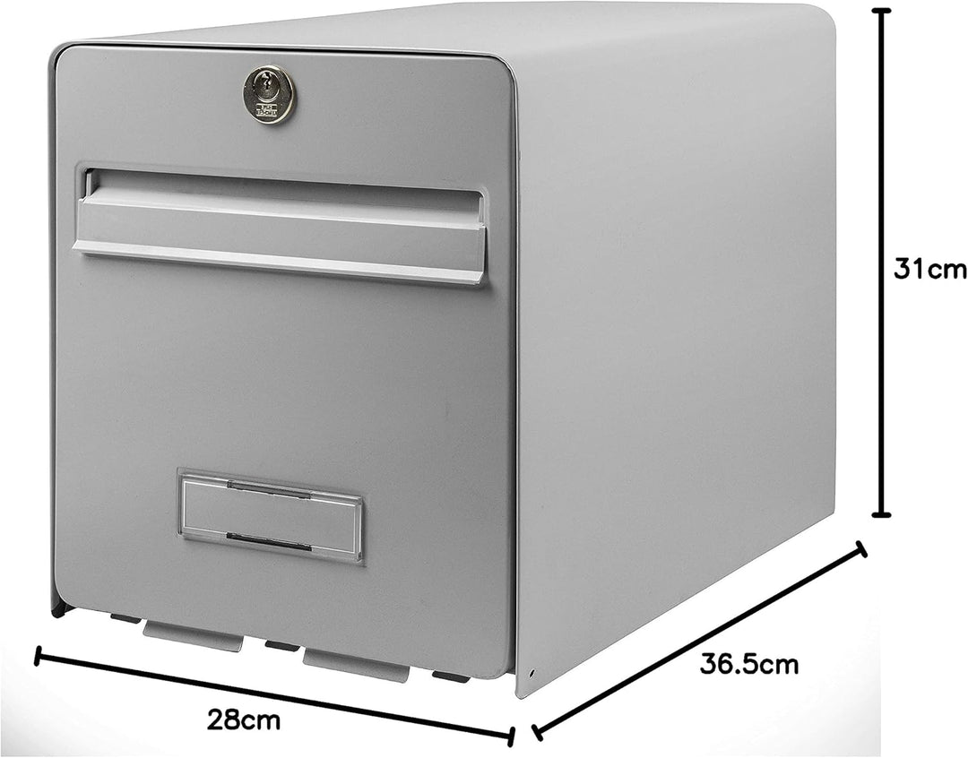 Burg WÄCHTER Briefkasten, genormt, Stahl, verzinkt, mit Tür zum Öffnen, Stopper, 1 Tür, Favor, Grau