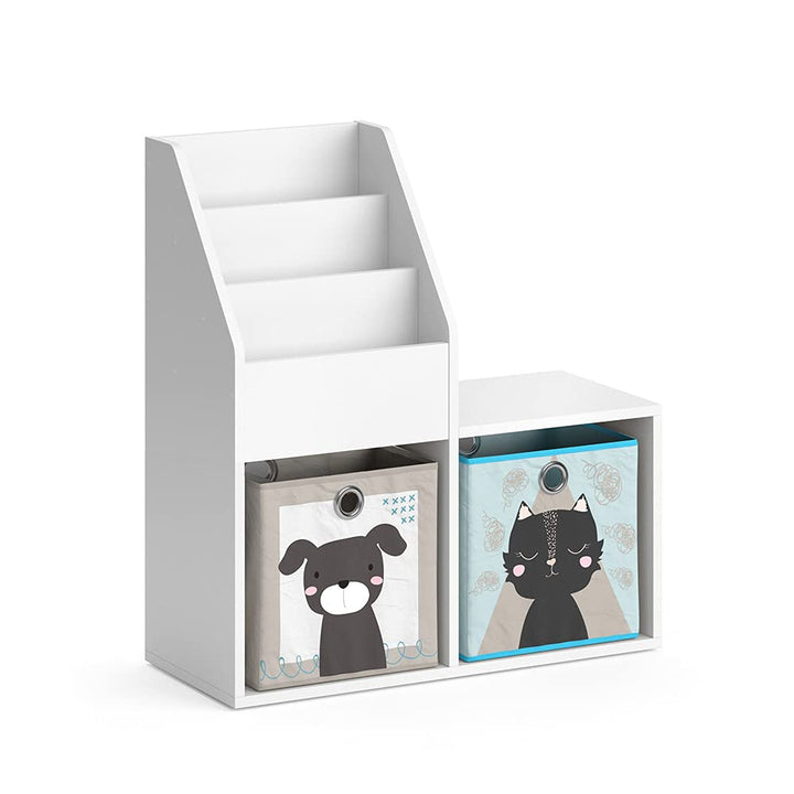 Vicco Kinderregal Luigi, Weiss, 72 x 79 cm Mini, mit 2 Faltboxen Opt.4 Weiss 72x79 mit Faltboxen Hun