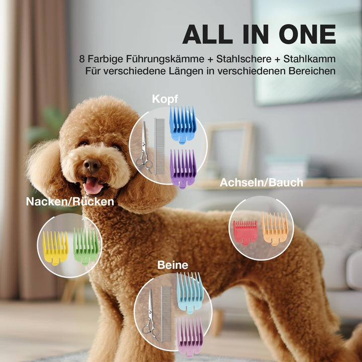 Leise Hundeschermaschine Dichtes Fell, Profi Schermaschine Hund aus Edelstahl,Professionelle Hunde H