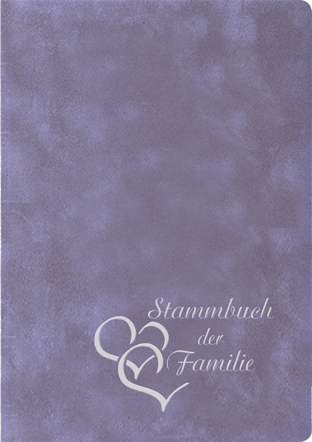 Stammbuch Herzen, Flieder/lila, Velours, Herzprägung Silber, Stammbuchformat