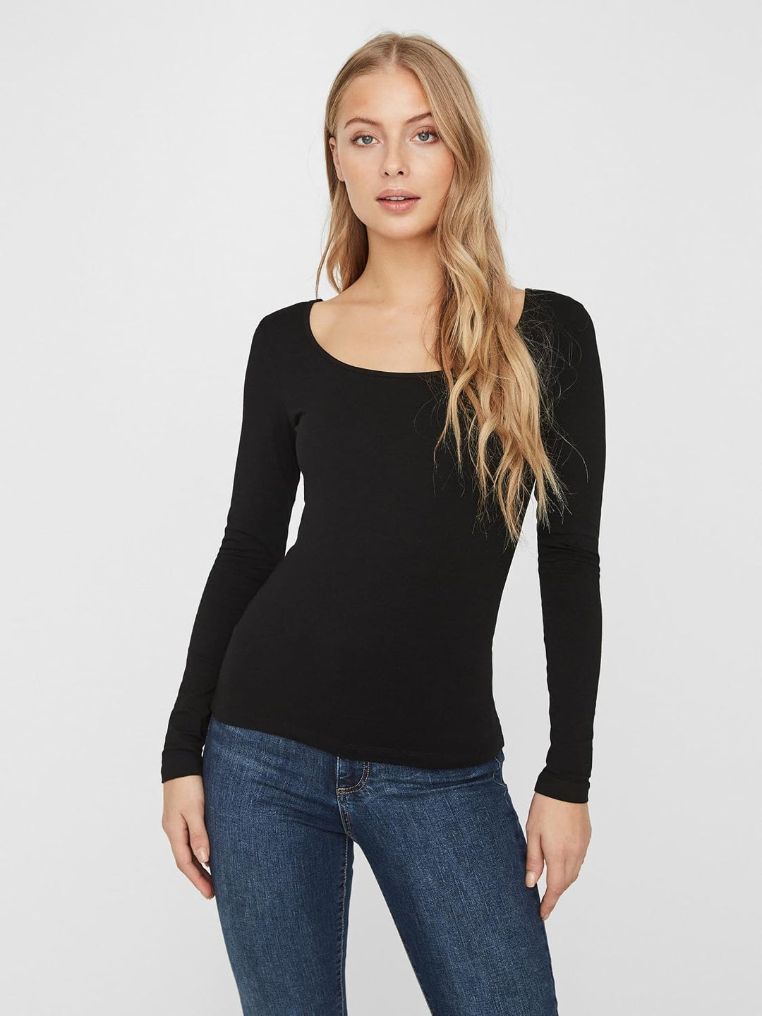 VERO MODA Damen Vmmaxi My Ls Soft Uneck Ga Noos Langarmshirts XL 2x Schwarz, 1x Bright White, XL 2x