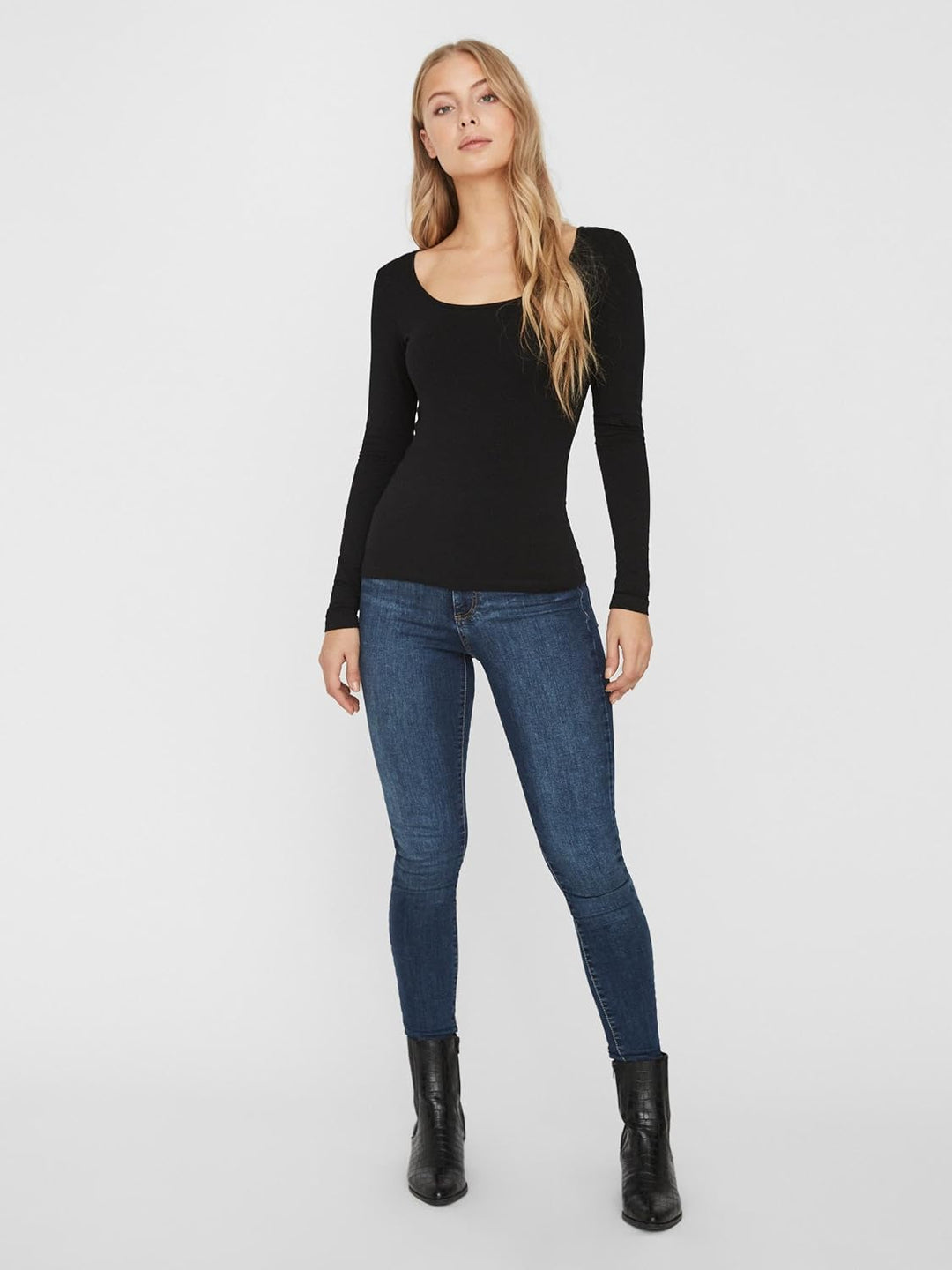 VERO MODA Damen Vmmaxi My Ls Soft Uneck Ga Noos Langarmshirts XL 2x Schwarz, 1x Bright White, XL 2x