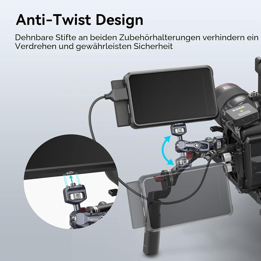 SMALLRIG Dual Ball Heads Magic Arm mit 1/4"-20 Schrauben, max. Belastung 6 kg, nur 88 g, aus Alumini