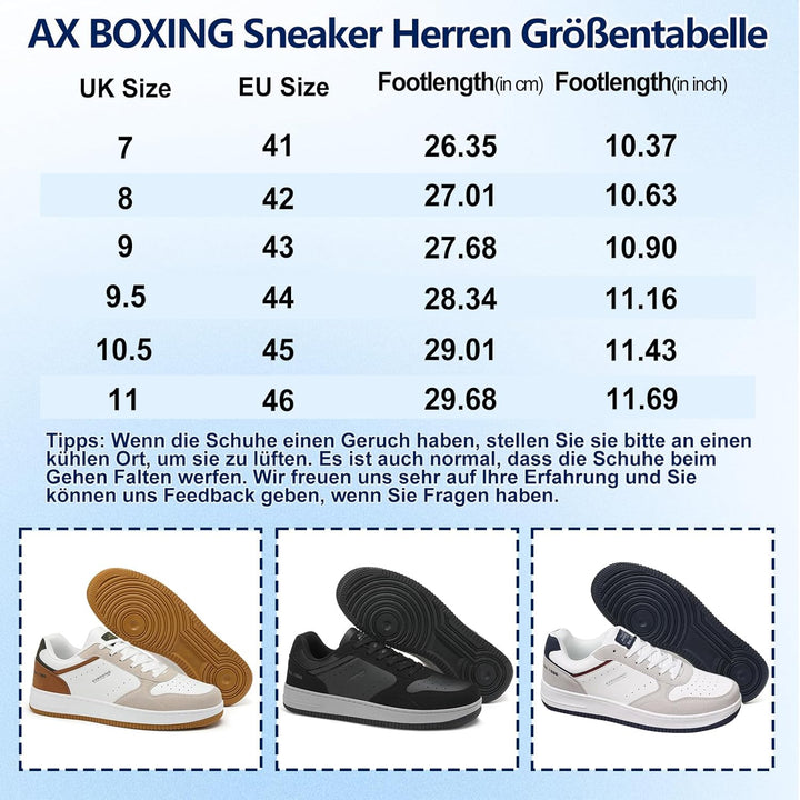 AX BOXING Sneaker Herren Schuhe Mode Herrenschuhe Freizeitschuhe Walkingschuhe Atmungsaktiv Trainers