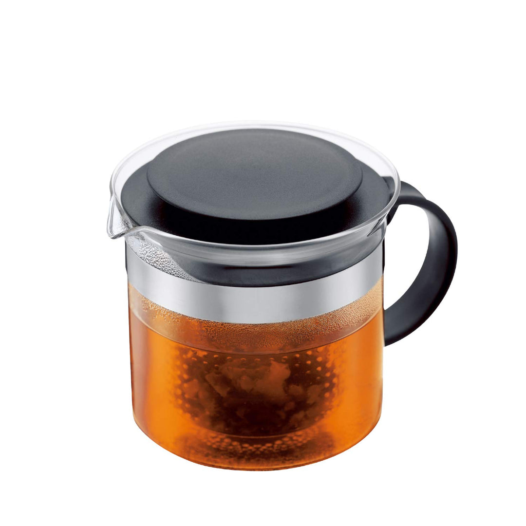 Bodum 1875-01 Teebereiter bistroNouveau (Kunststoff Teesieb, Hitzebeständiges Glas, 1,0 liters) schw