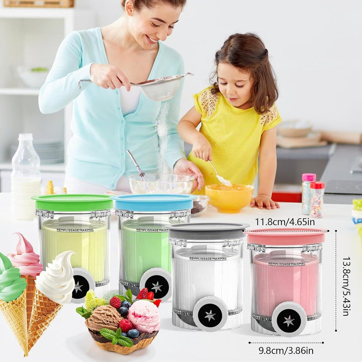 Creami Behälter für Ninja Swirl Creami NC700 NC701EU Serie, 4 Stück Eiscreme Behälte 480ML BPA-Frei