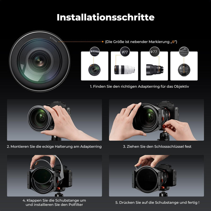 K&amp;F CONCEPT Rechteckfilter Set | inkl.95mm CPL Filter+ ND1000+ GND8 Verlaufsfilter+ Filterhalter+ 4e
