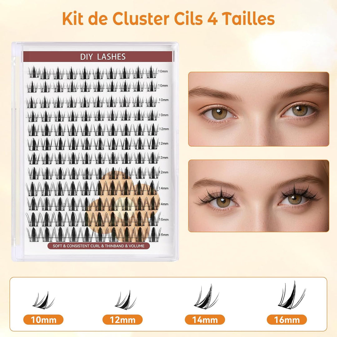 TwoWin Volumen Wimpernsträhnen Set, 120 Stück Selbstklebende Wimpern, D Curl 10-16mm Individuelles W