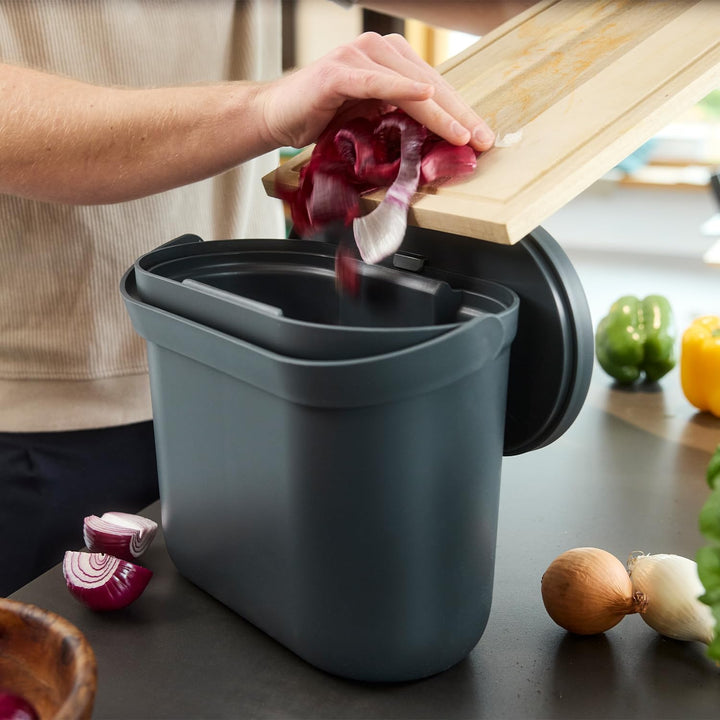 GARANTIA NOVA Biomülleimer 8 Liter Graphite Grey - für klare Küchenordnung auf der Arbeitsplatte - m
