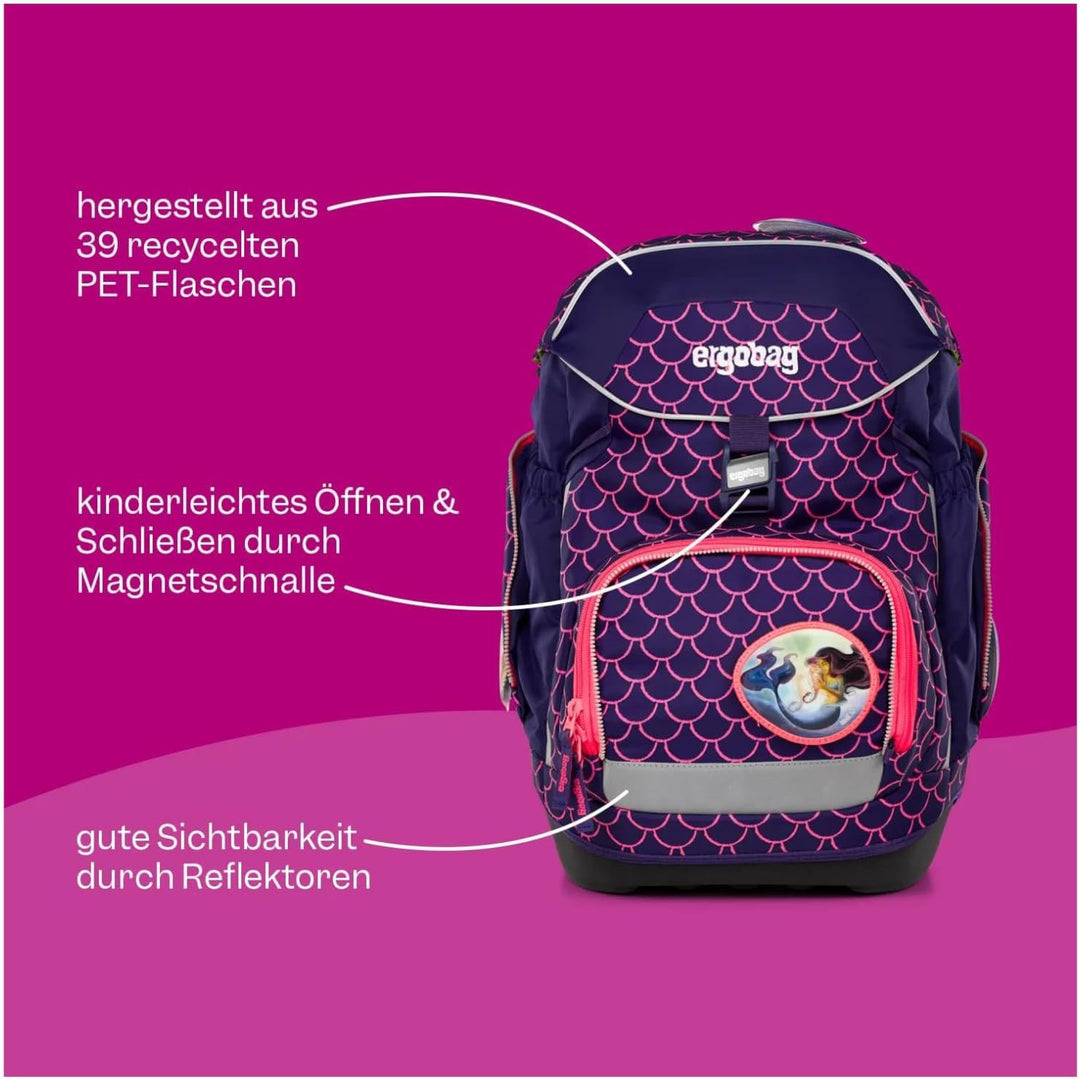 ergobag Pack Set ergonomischer Schulrucksack flexibel 6-teilig Set 1. Klasse Grundschule für Mädchen