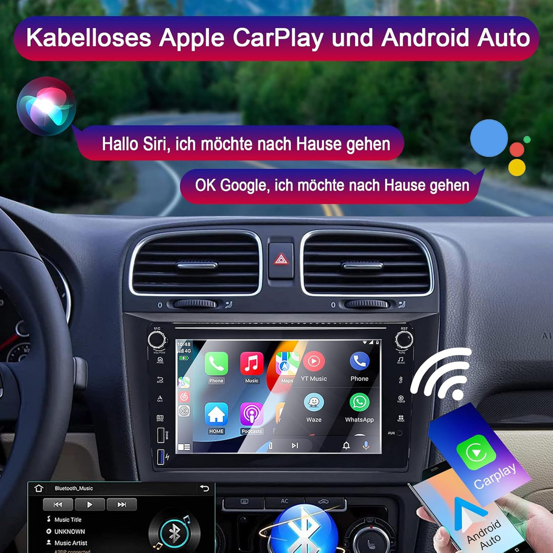 Autoradio für VW Golf 6 Kompatibel Wireless Apple Carplay & Android Auto, 8 Zoll Golf 6 Radio mit To