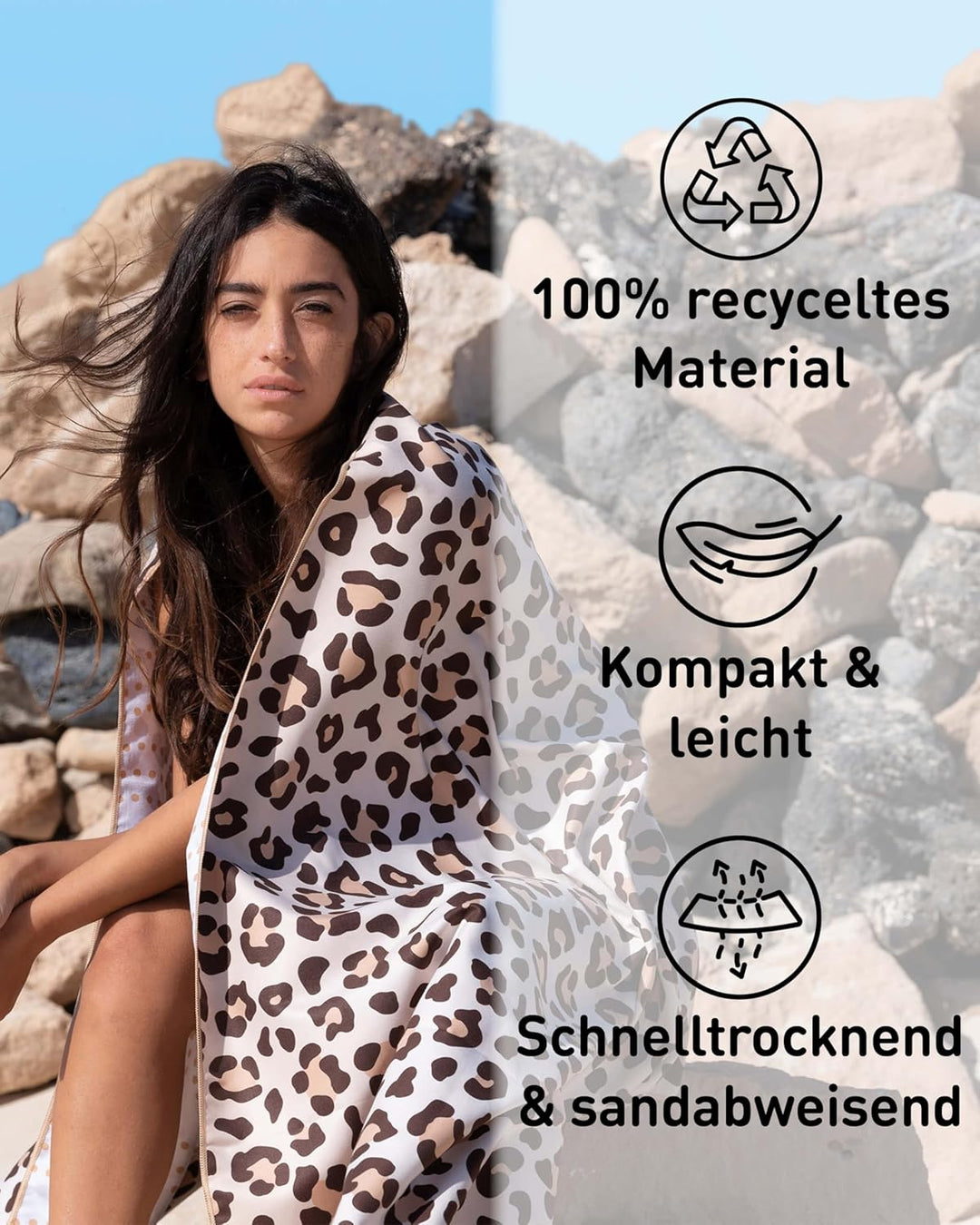Fit-Flip Strandtuch XXL aus Mikrofaser - leicht und schnelltrocknend - 100% recyceltes Strandhandtuc