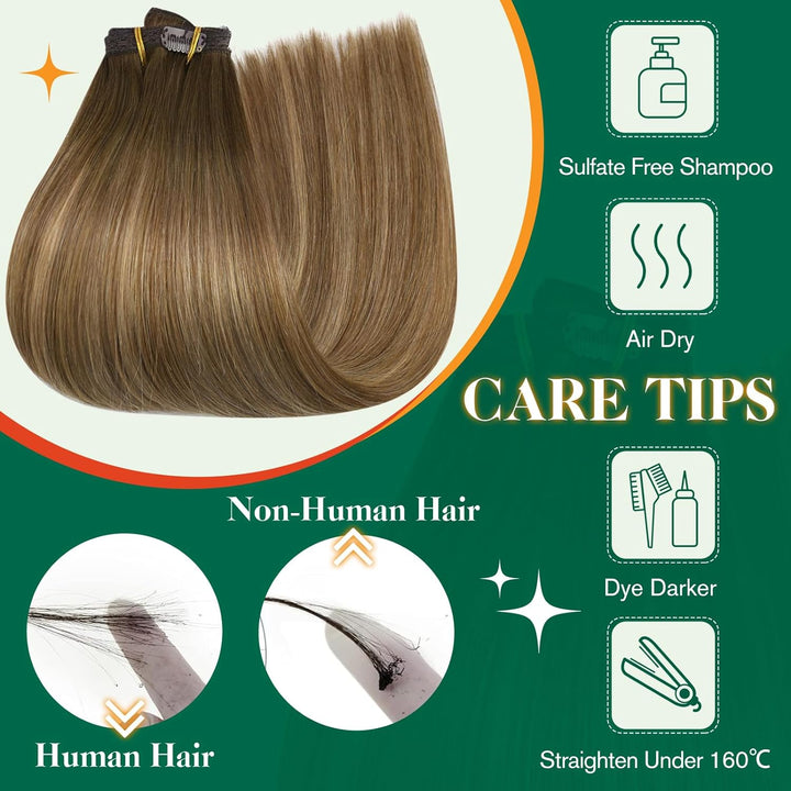 Easyouth Clip Extensions Echthaar Remy Clip in Echthaar Extensions Balayage Clip in Haarverlangerung