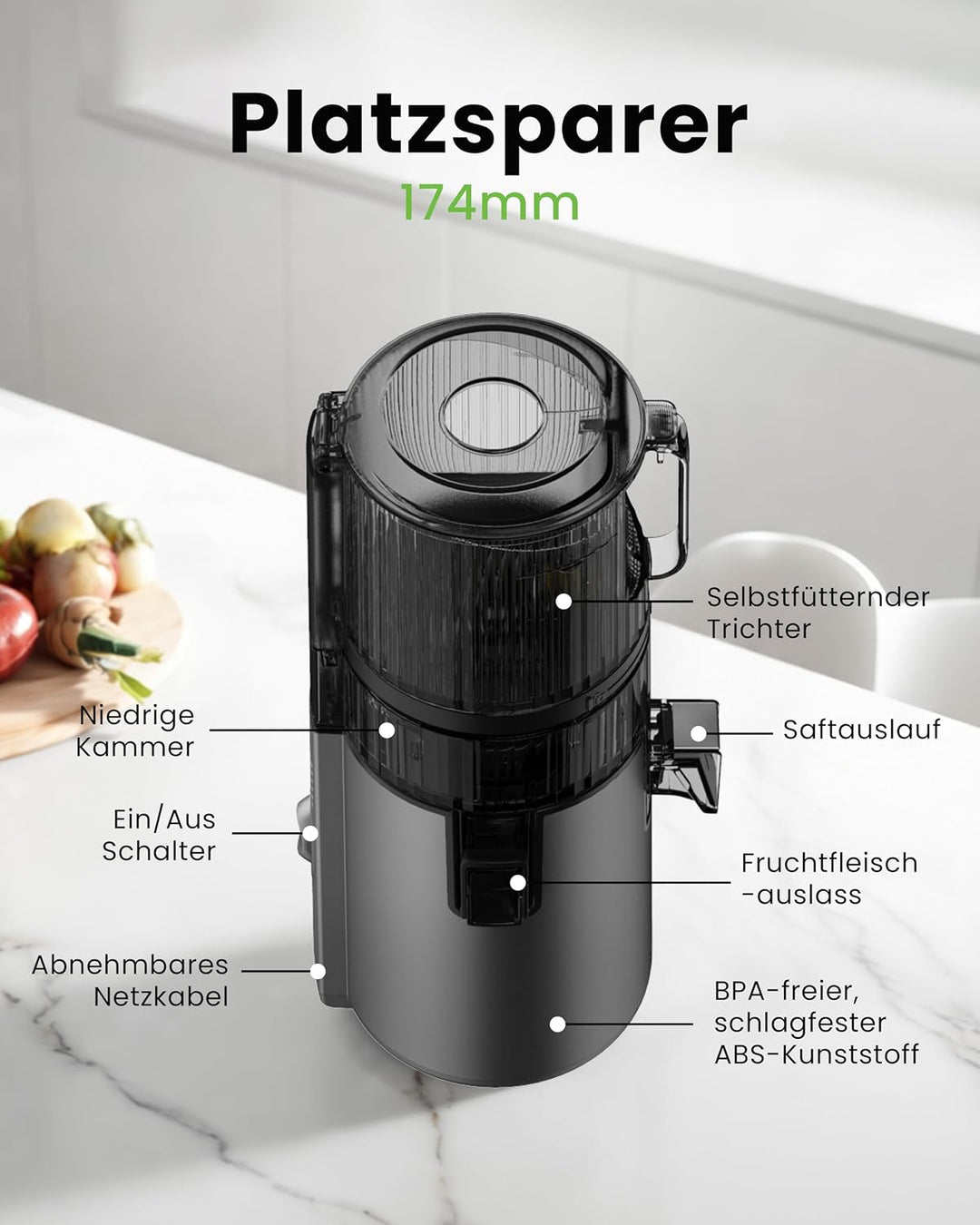 Hurom H70FT Neuer Slow Juicer | Elektrische Kaltpresse | Entsafter für Gemüse &amp; Obst | 1.8L Kapazitä