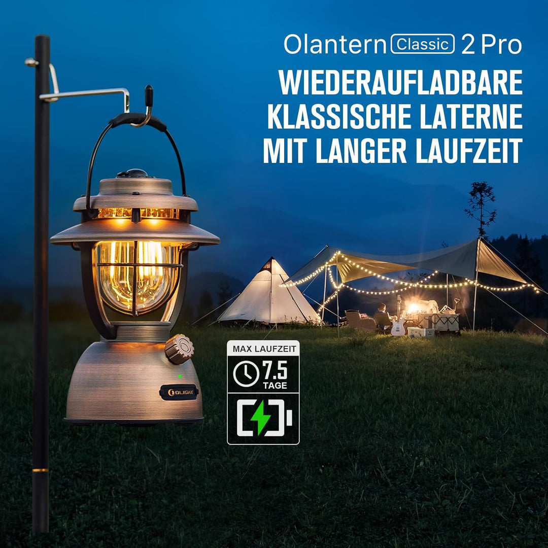 OLIGHT Olantern Classic 2 Pro Campinglampe 300 LM, LED Laterne im Retro-Stil Stufenlos Dimmbar, Nots