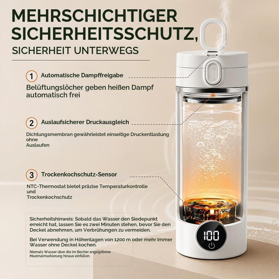 Reisewasserkocher, 450ml Mini Wasserkocher, 12V Elektrischer Reisewasserkocher Klein, Reise Wasserko