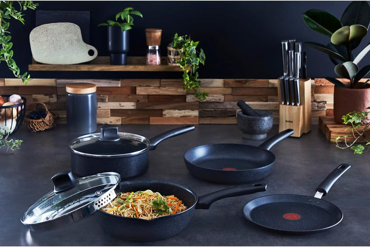 Tefal G28119 Black Stone Wokpfanne 28 cm | Mineralia+ Antihaftversiegelung | sicher | Thermo-Signal