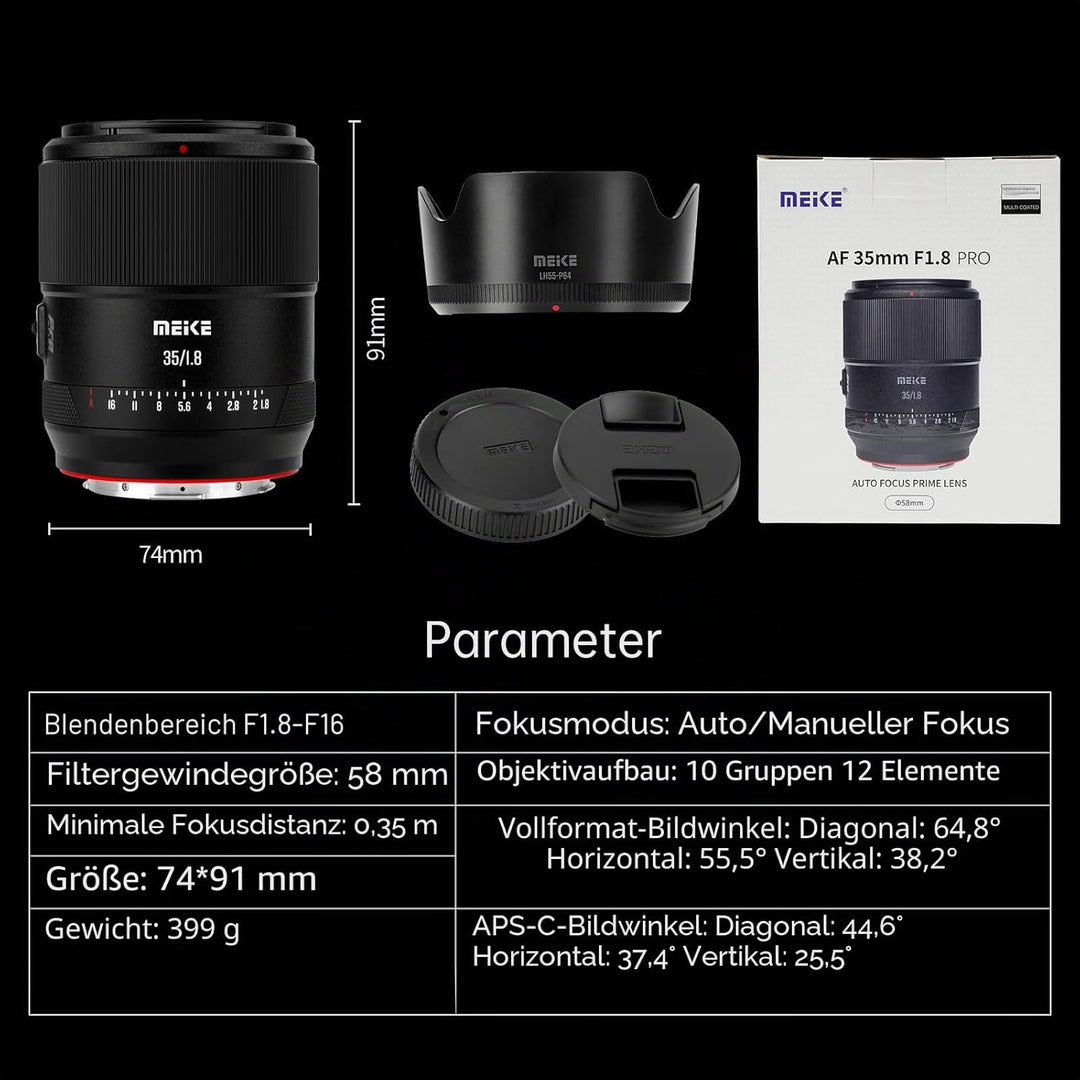 Meike Pro 35mm F1.8 Weitwinkel Autofokus AF STM Full Frame Hohe Auflösung 8K Portrait Prime Lens Kom