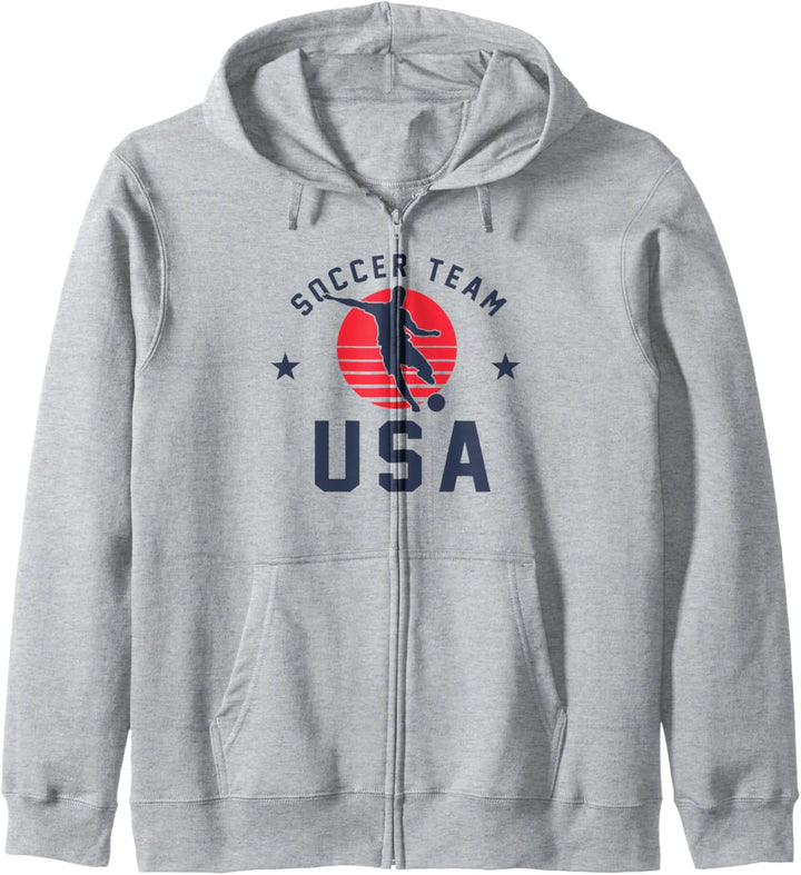 Trendy Soccer Team USA Collegiate Text Kapuzenjacke