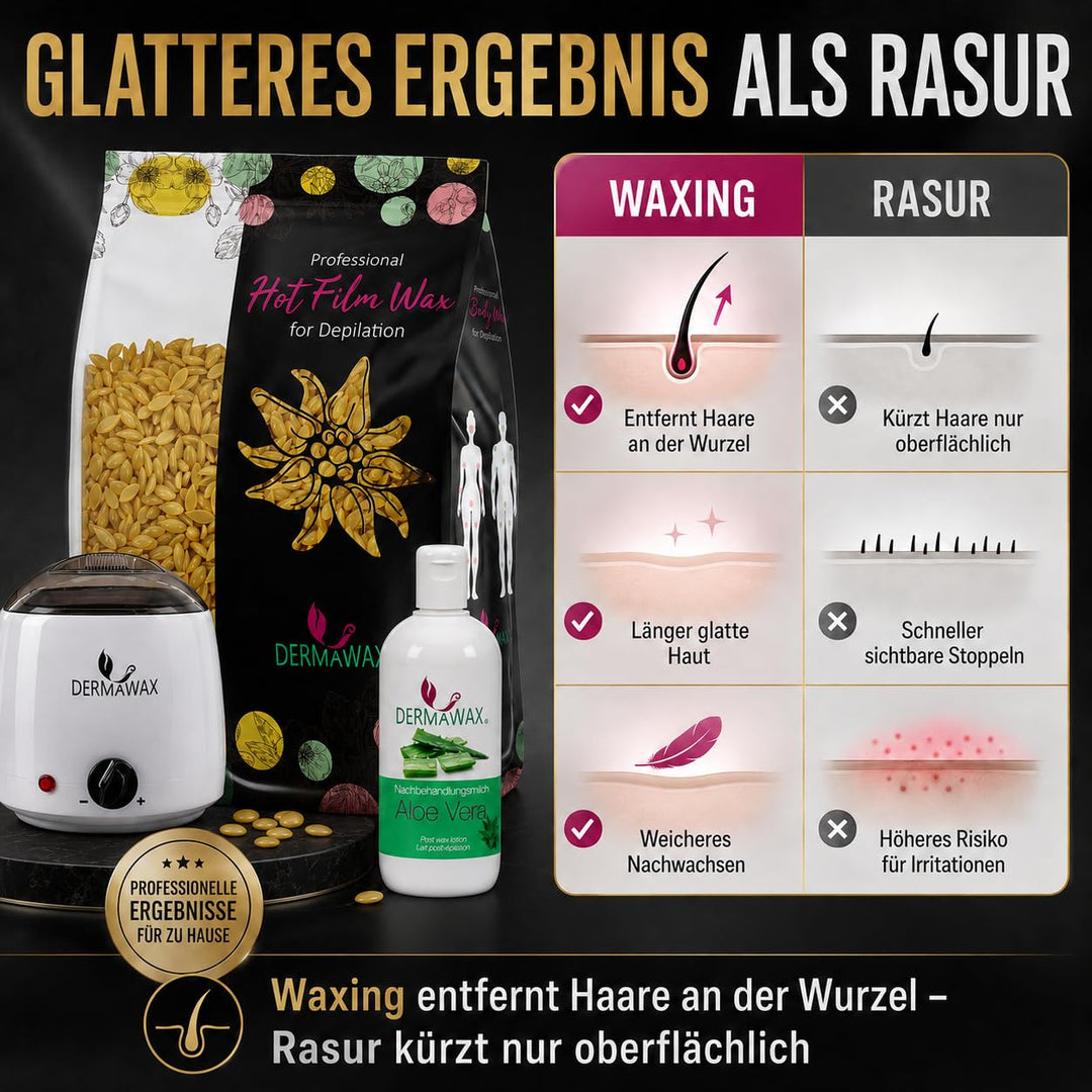 Dermawax Natural Honig Wachs Wachsperlen zur Haarentfernung-Waxing Perlen für alle Hauttypen zur Ges