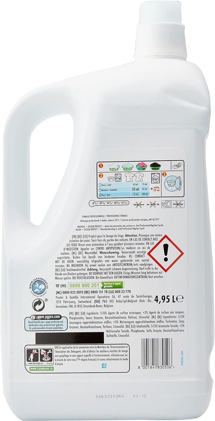 Ariel Professional - Farbe Waschmittel, Flüssig - 4.95 Liter Regulär 90 Waschladungen (1er Pack), Re