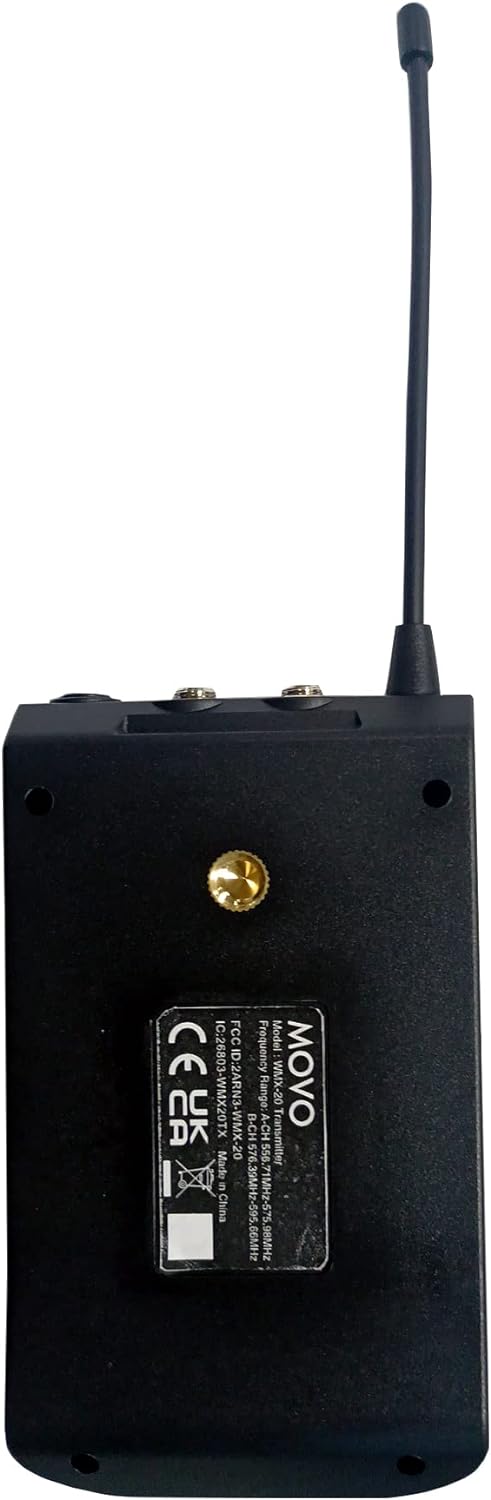 Movo WMX-20 48-Kanal-UHF-Drahtlos-Lavaliermikrofonsystem mit 1 Empfänger, 1 Sender und 1 Ansteckmikr