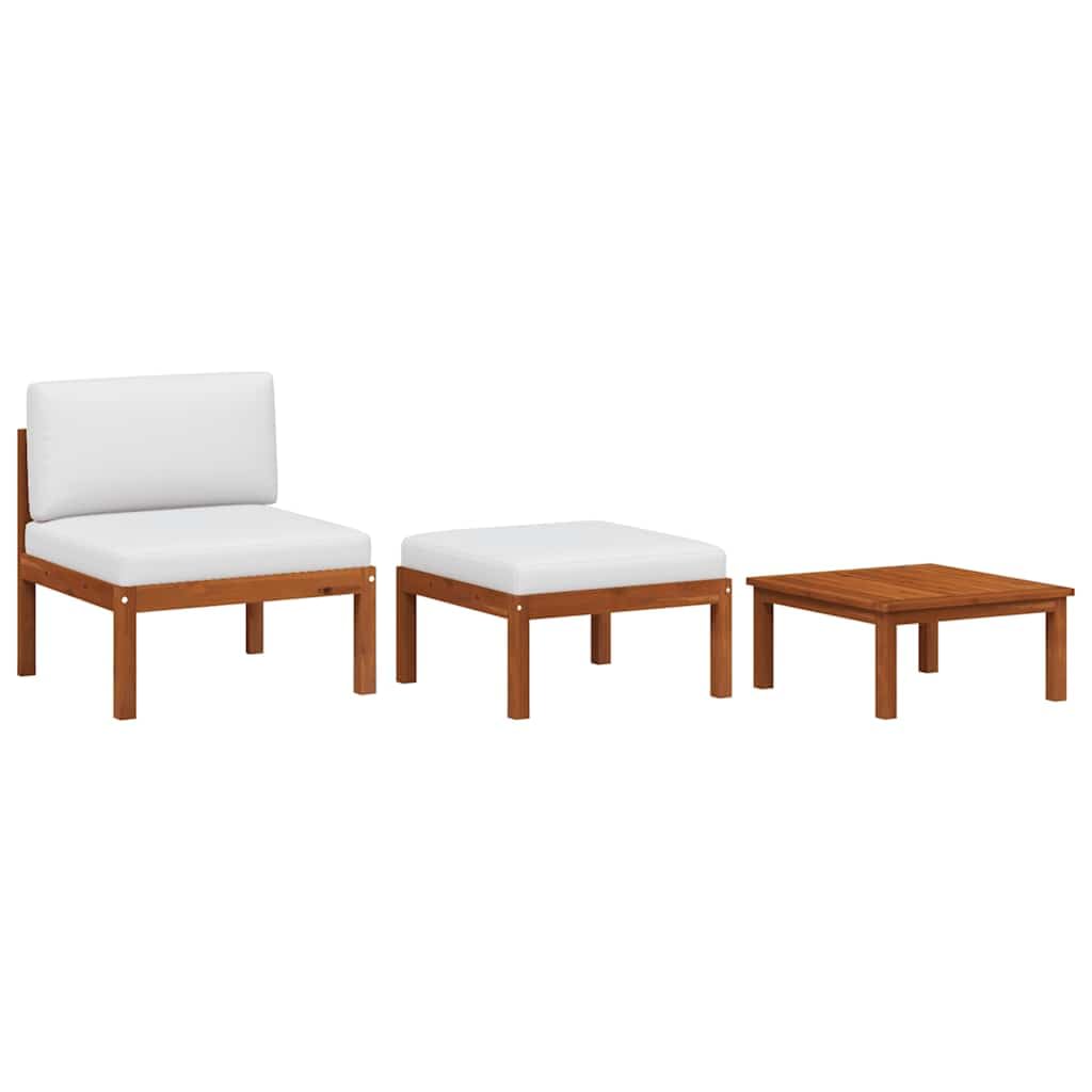 vidaXL Akazienholz Massiv Gartenmöbel 3-TLG. mit Auflagen Sofa Lounge Sitzgruppe Tisch Gartensofa Mi