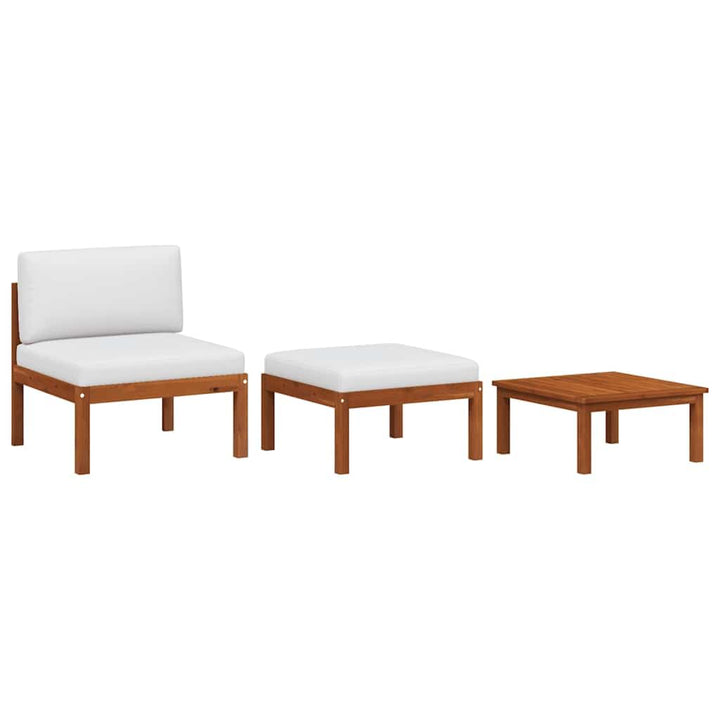vidaXL Akazienholz Massiv Gartenmöbel 3-TLG. mit Auflagen Sofa Lounge Sitzgruppe Tisch Gartensofa Mi