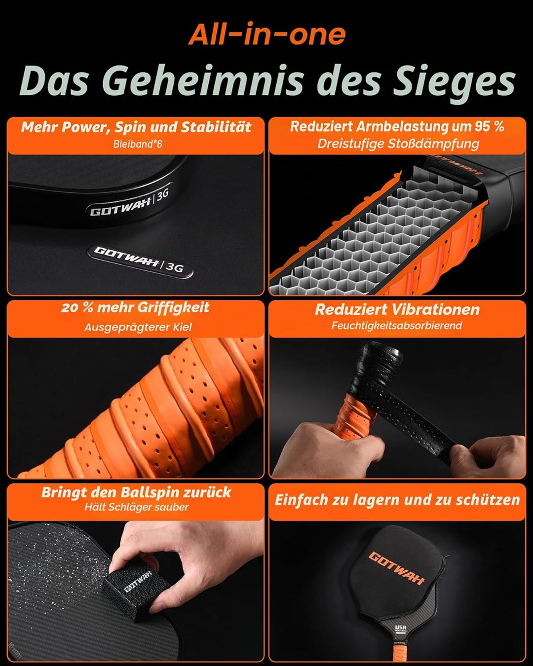 P1 Pickleball Schläger, 3K+T700 Pickleball racket Paddel Set, USAPA-zugelassener Pickleballschläger