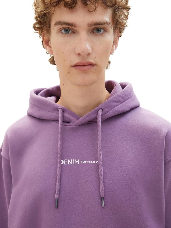 TOM TAILOR Denim Herren Hoodie Sweatshirt mit Logo-Print S 32248 - Dusty Grape, S 32248 - Dusty Grap