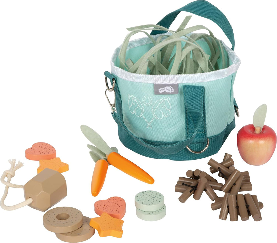 small Foot Pferdefutter Set mit Tasche, Spielset mit Futterzubehör für Hobby Horses und Spielpferde,