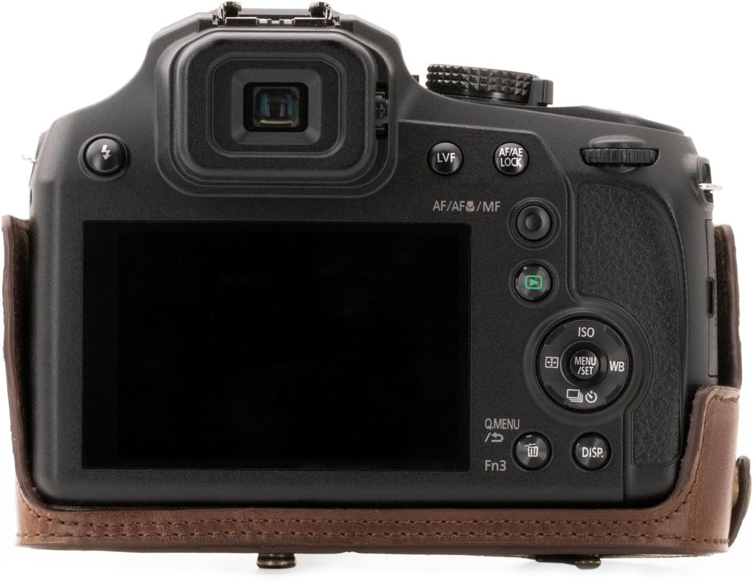 MegaGear Panasonic Lumix DC-FZ80, FZ82 Ever Ready Leder Kamera-Case mit Trageriemen und Batteriezuga