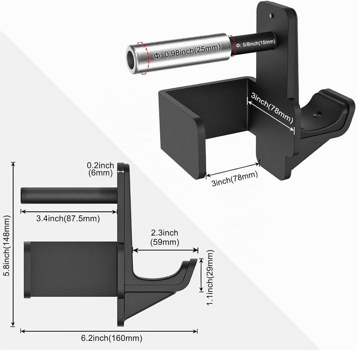 Kipika J-Haken für Power Rack – Unterseite verstärkte Stahlhaken mit Gummiauflage – 2 Stück C: für 3