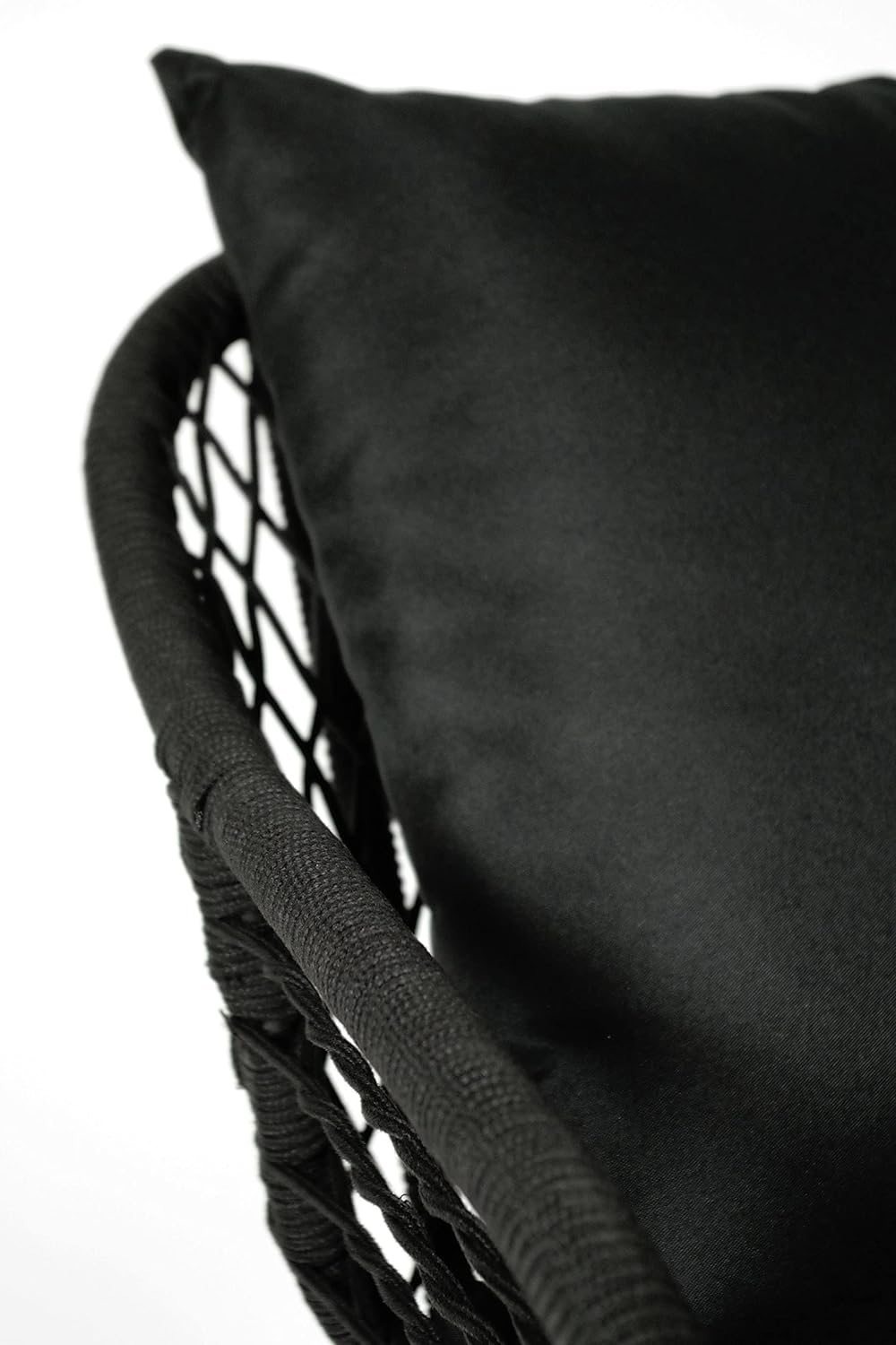 Kobolo Esszimmerstuhl Stuhl - Retro-Look-Black - Schwarz - Metall und Seil - inkl. Kissen