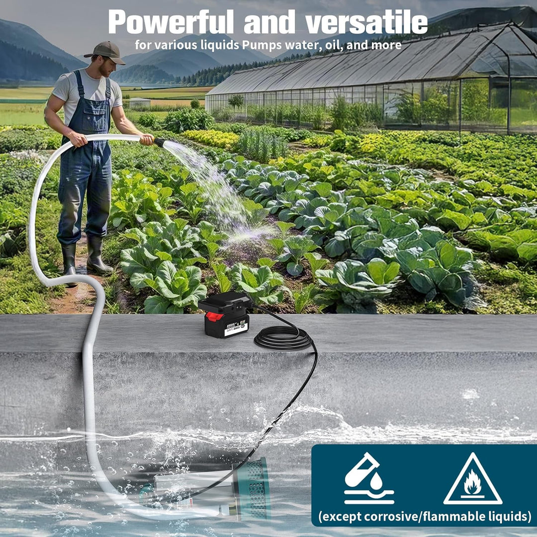 Tauchpumpe kompatibel mit Makita 18V Akku - Akku Wasserpumpe mit 10m Schlauch, 5m Verbindungskabel,