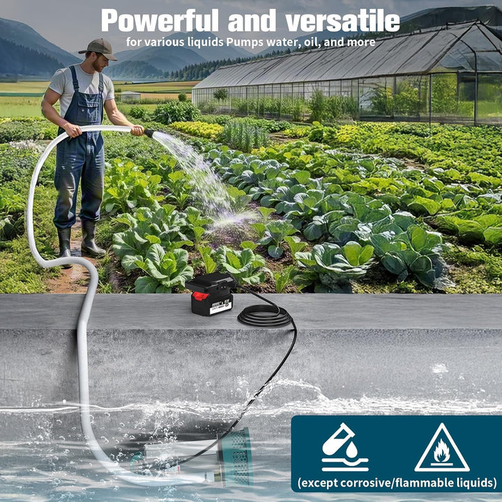 Tauchpumpe kompatibel mit Makita 18V Akku - Akku Wasserpumpe mit 10m Schlauch, 5m Verbindungskabel,