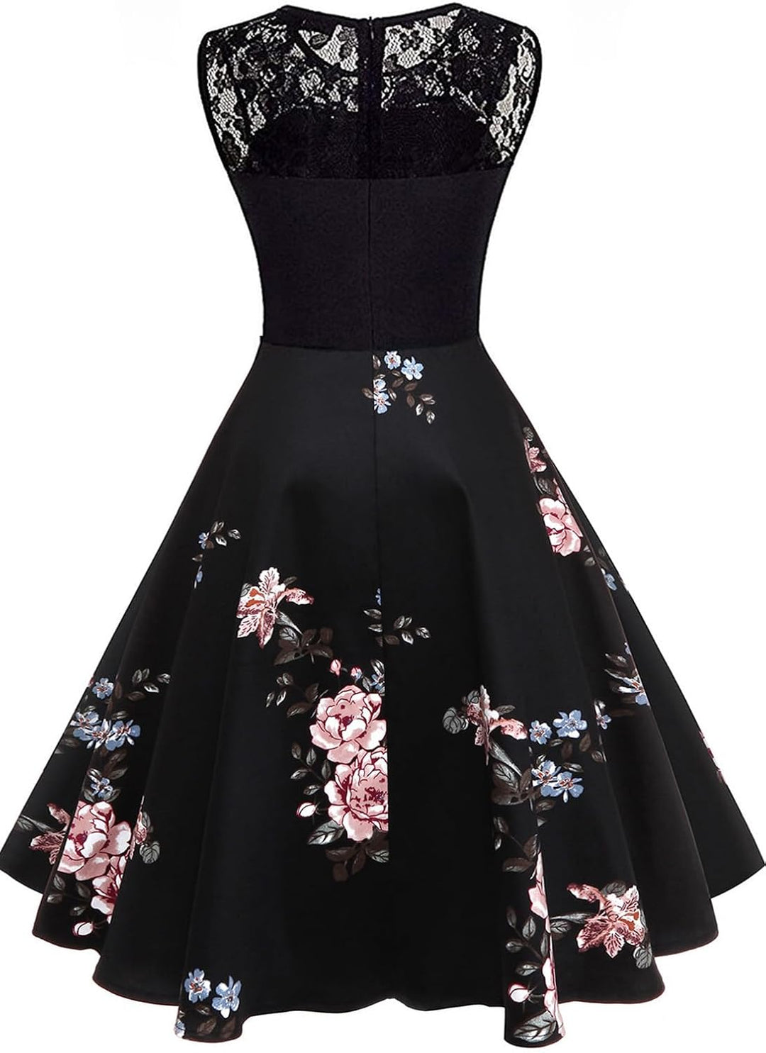 AXOE Damen Rockabilly Kleider 50er Jahre Vintage Blumenmuster, M Farbe04
