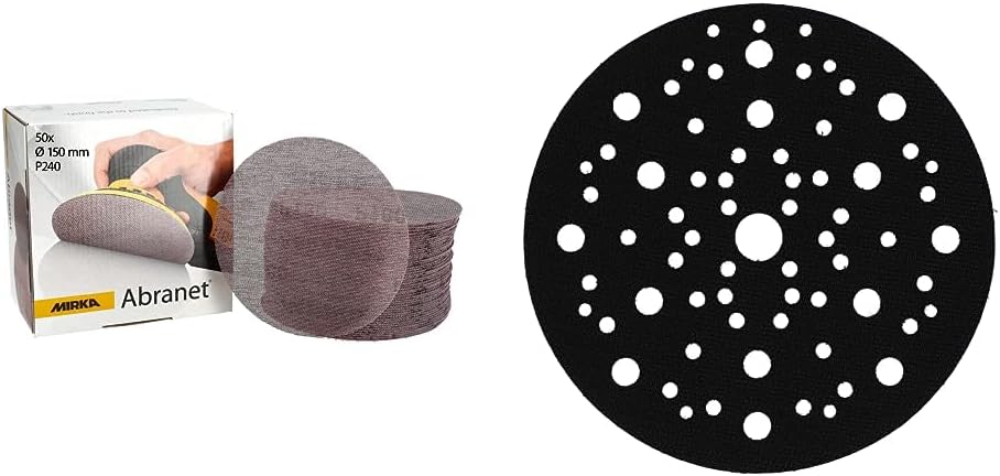 Mirka Abranet Netz-Schleifscheiben Ø 150 mm Klett/Korn P240 / 50 Stk 5424105025 & Mirka Schutzauflag
