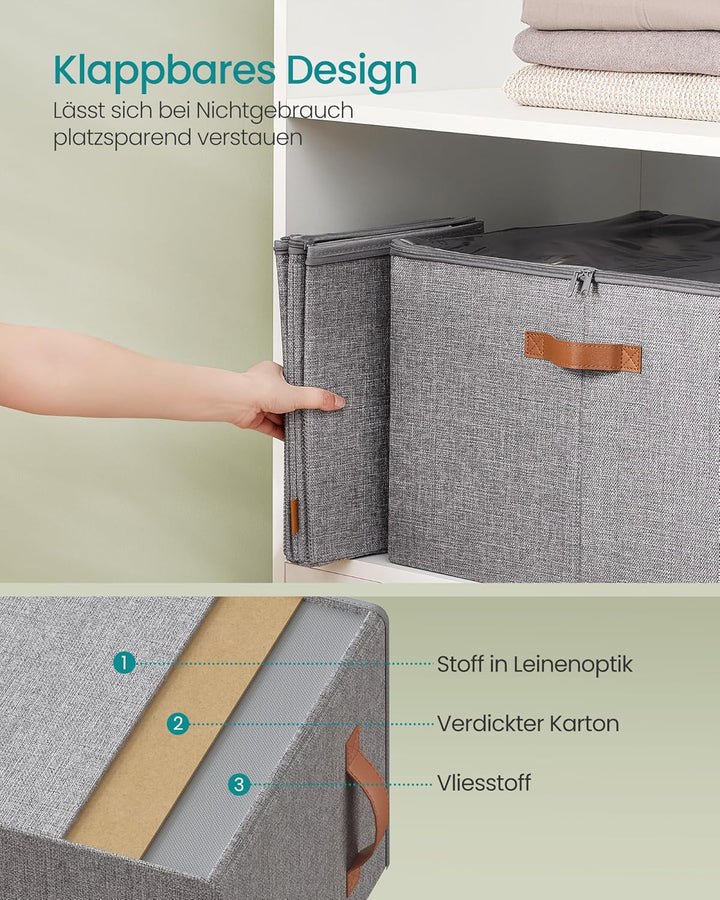 SONGMICS Schuh-Organizer, Schuhaufbewahrung, für 16 Paar Schuhe, Schuhbox, Griffe, platzsparend, Auf
