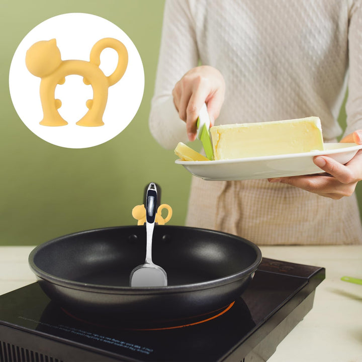 BOXOB 4st Löffelhalter für Topf, Katzenform Silikon Spatelhalter Gestell Süss Hitzebeständig Utensil